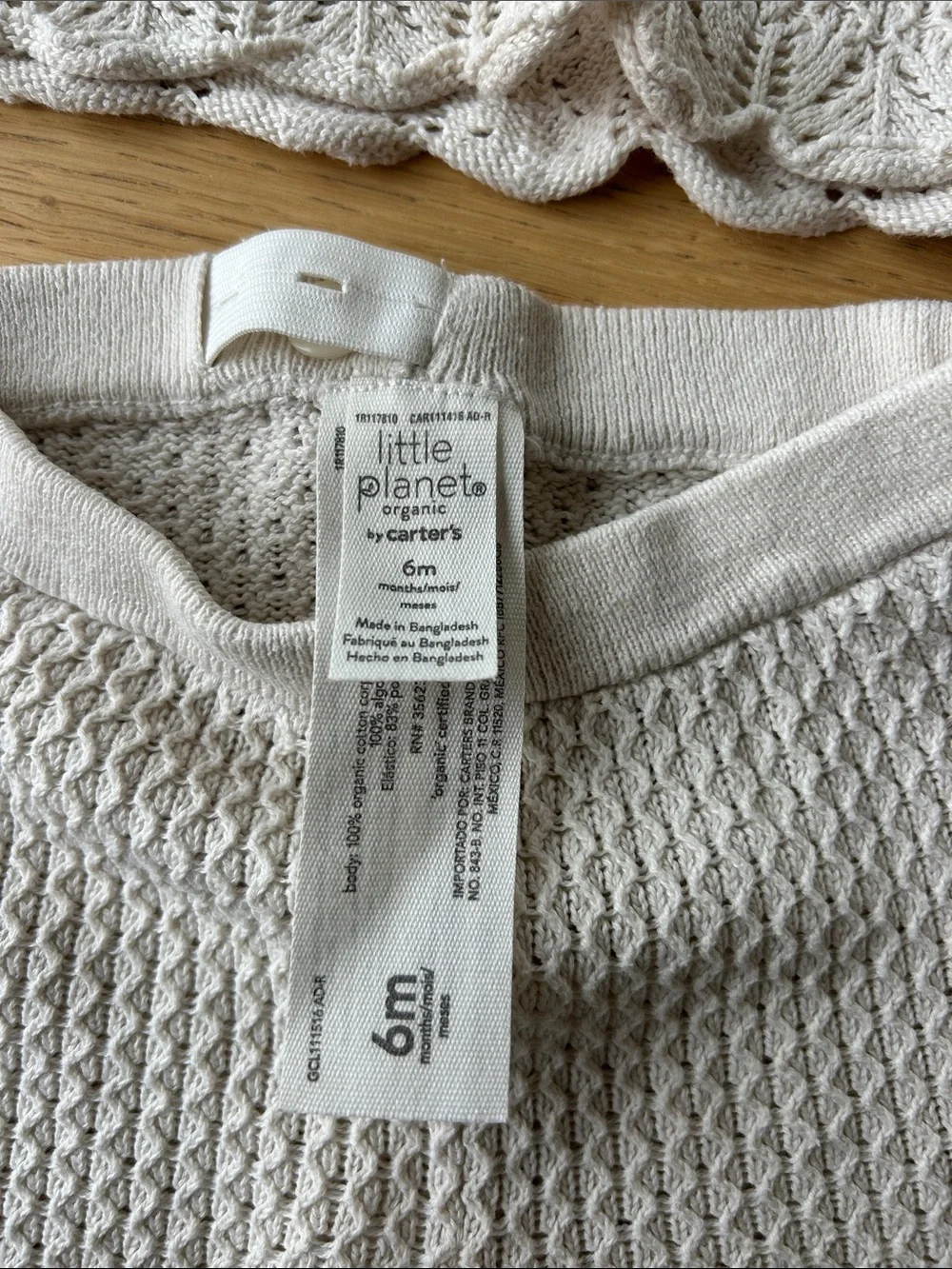 Carter's Cream Knit Shorts - Textured Scalloped Hem